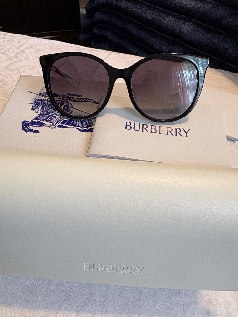 Burberry Black Frame Sunglasses with Gradient Gray Lenses